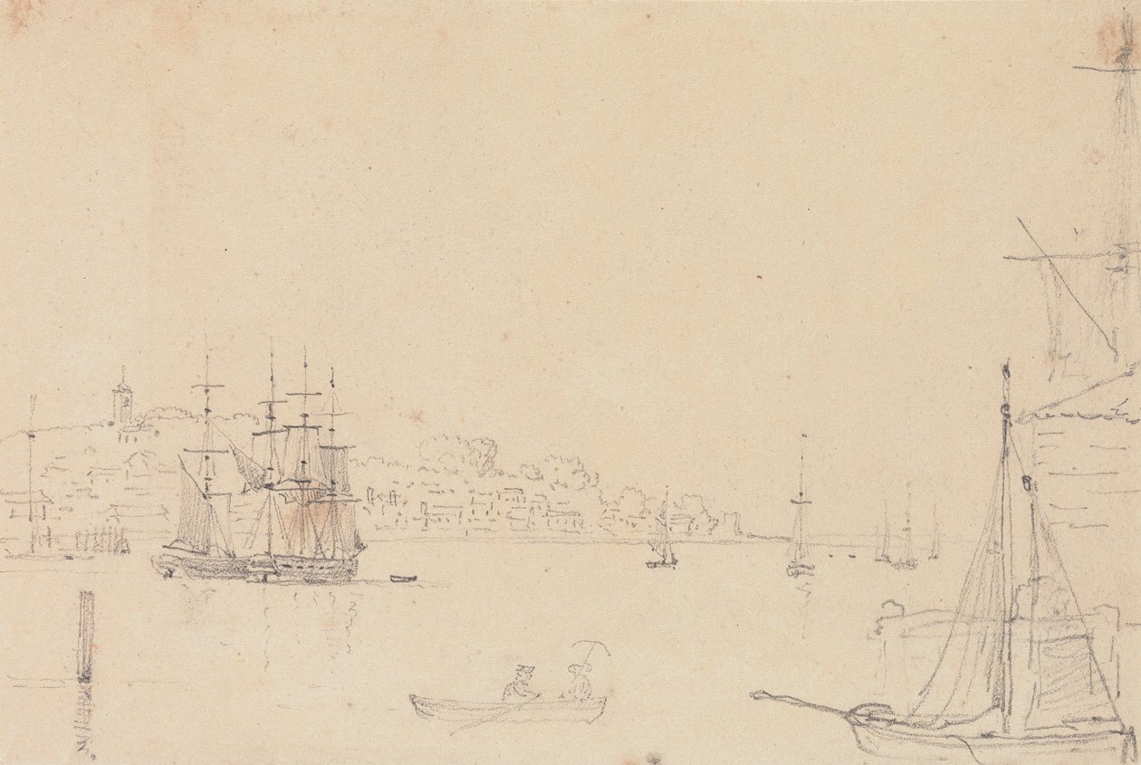Náčrt lodí poblíž West Cowes, Isle of Wight od Capt. Thomas Hastings