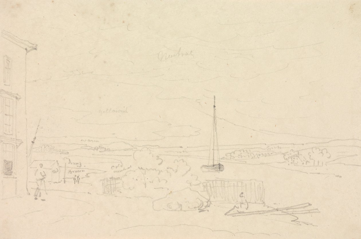 Náčrt říční krajiny, Isle of Wight od Capt. Thomas Hastings