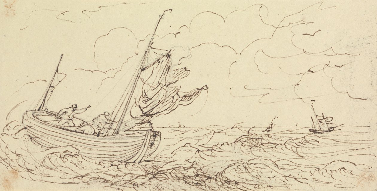 Náčrt lodi na rozbouřeném moři od Capt. Thomas Hastings
