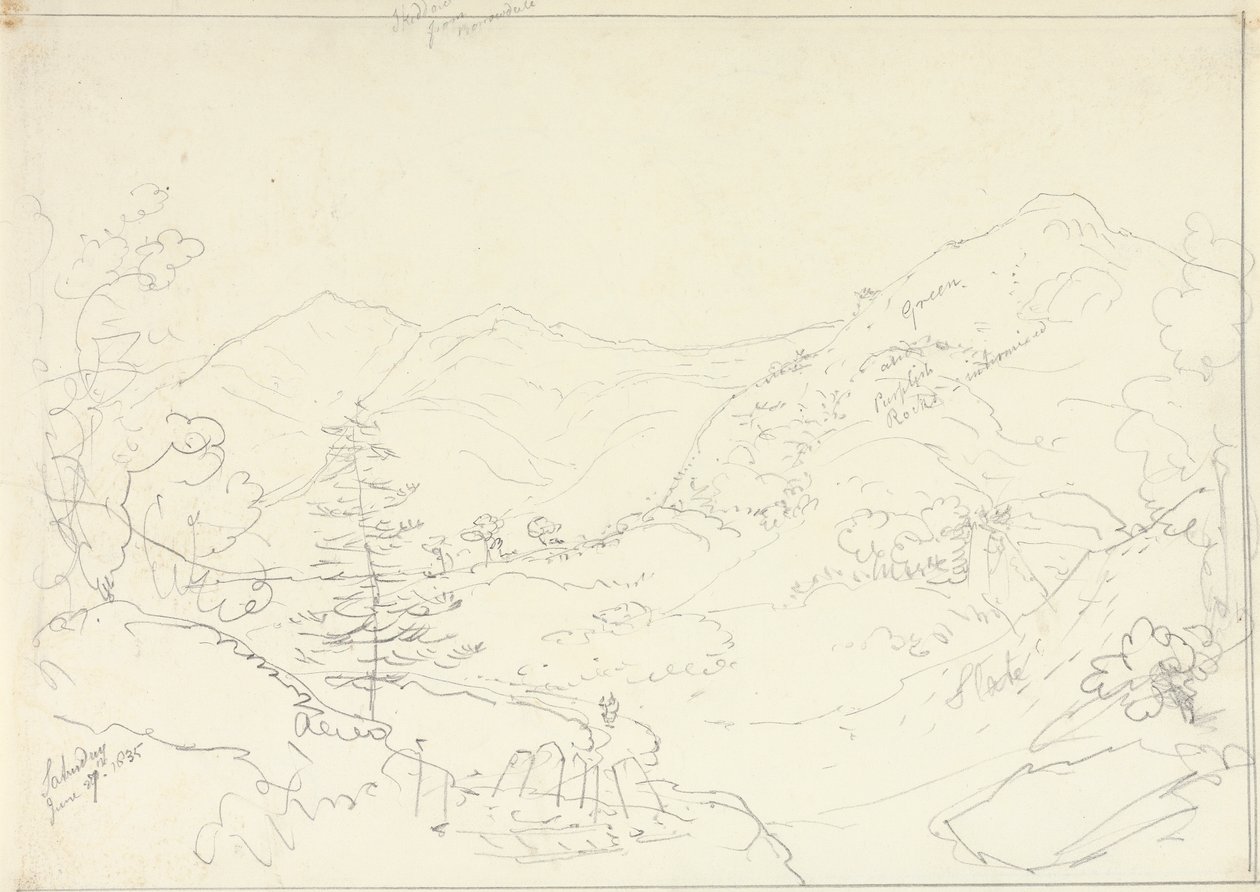Skiddaw z Borrowdale, sobota 27 června 1835 od Capt. Thomas Hastings