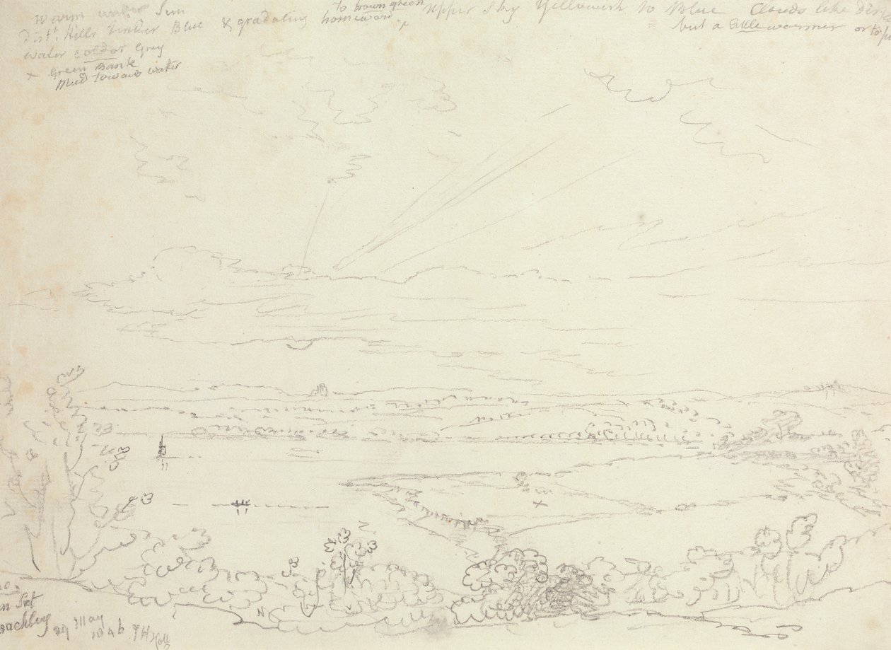 Západ slunce, Beachley, 29. května 1846 od Capt. Thomas Hastings