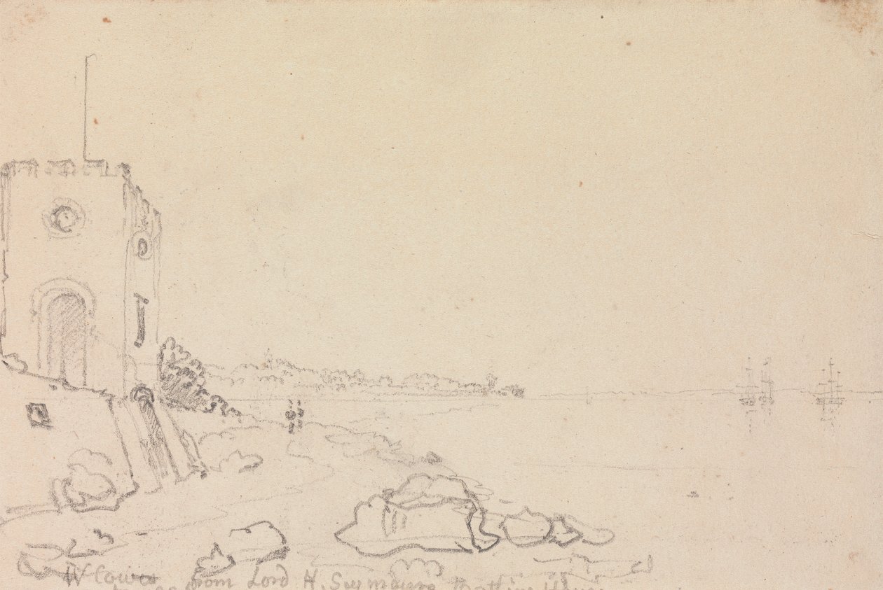 West Cowes z koupaliště lorda Henryho Seymoura, říjen 1825 od Capt. Thomas Hastings