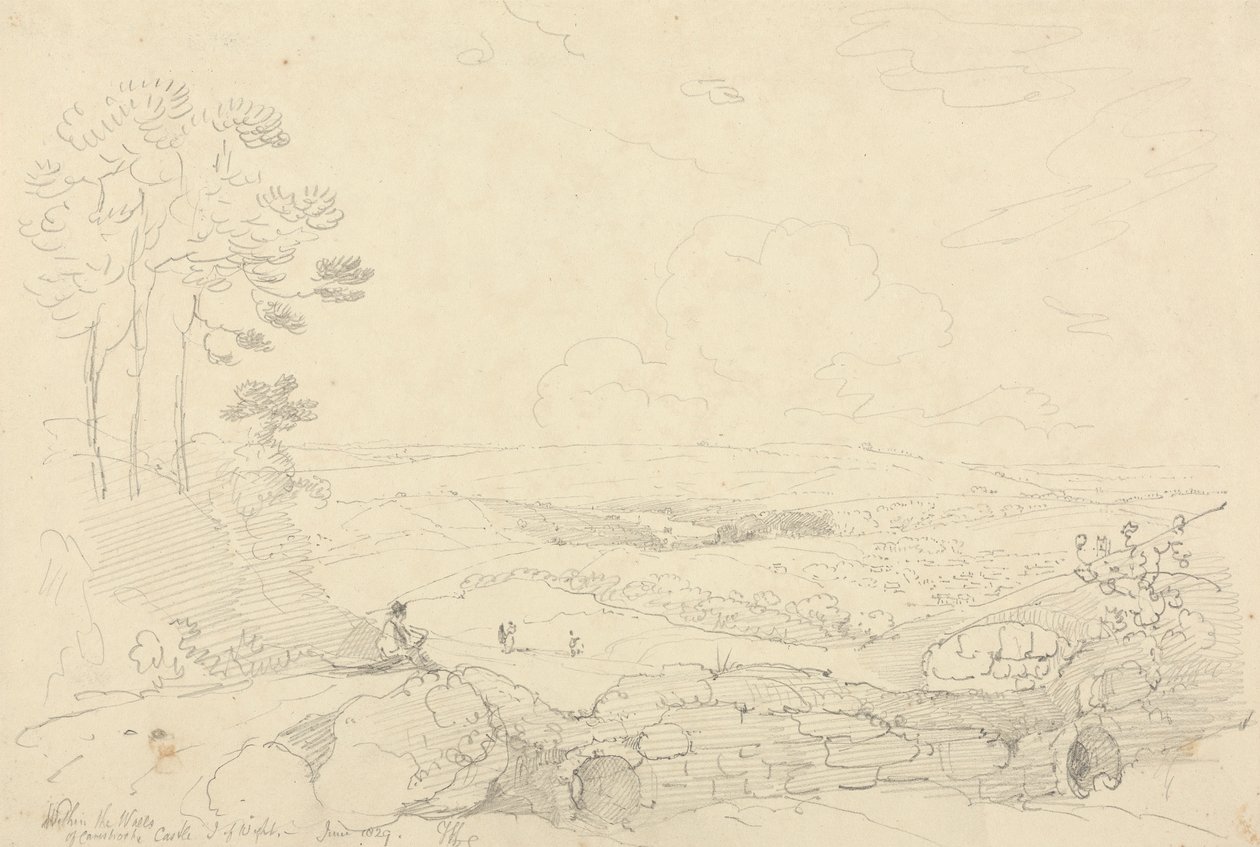 Uvnitř zdí hradu Carisbrooke, Isle of Wight, červen 1829 od Capt. Thomas Hastings