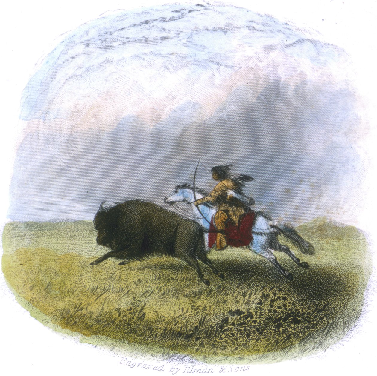 Lov buvolů, vyryl Tilman und Sons, 1853 od Captain Seth Eastman