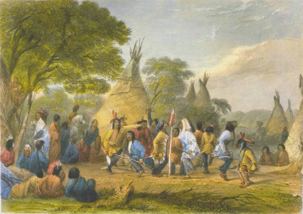 Psí tanec Dakotů, 1853 od Captain Seth Eastman