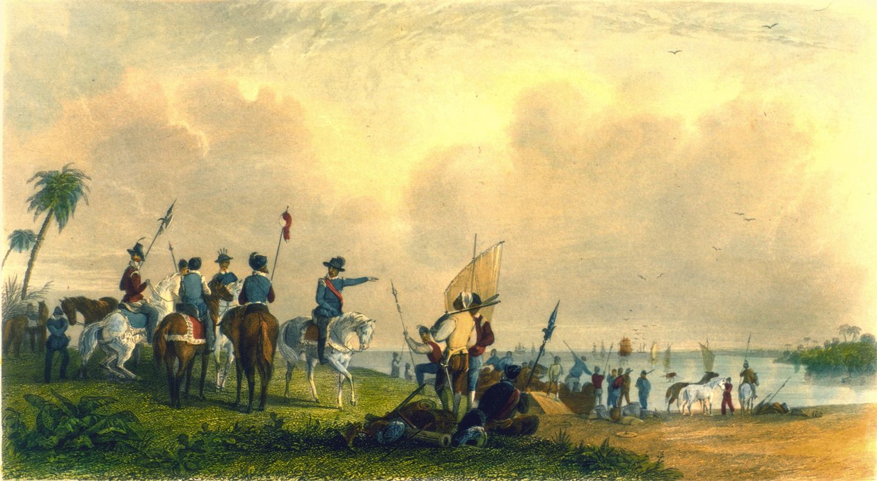 Přistání De Soto v zálivu Tampa v roce 1539, 1853 od Captain Seth Eastman