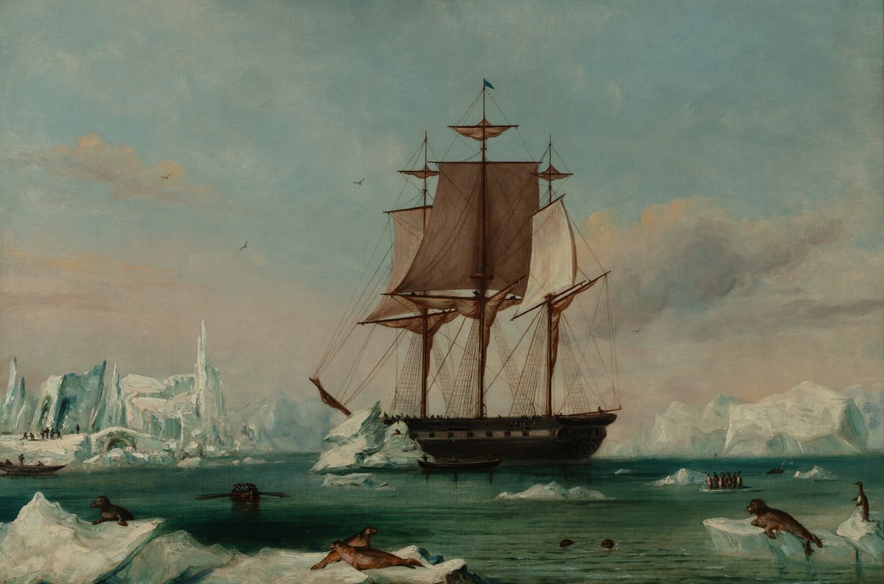 USS Vincennes v zátoce zklamání (olej na plátně) od Captain Charles (attributed to) Wilkes