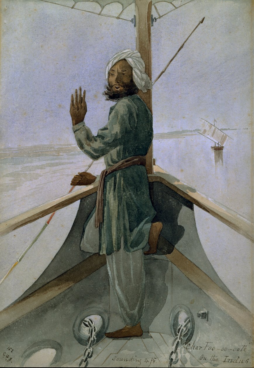 Znějící 4/5, Char foo-oote (4 stopy) na Indus, Indie od Captain Cornelius Francis James
