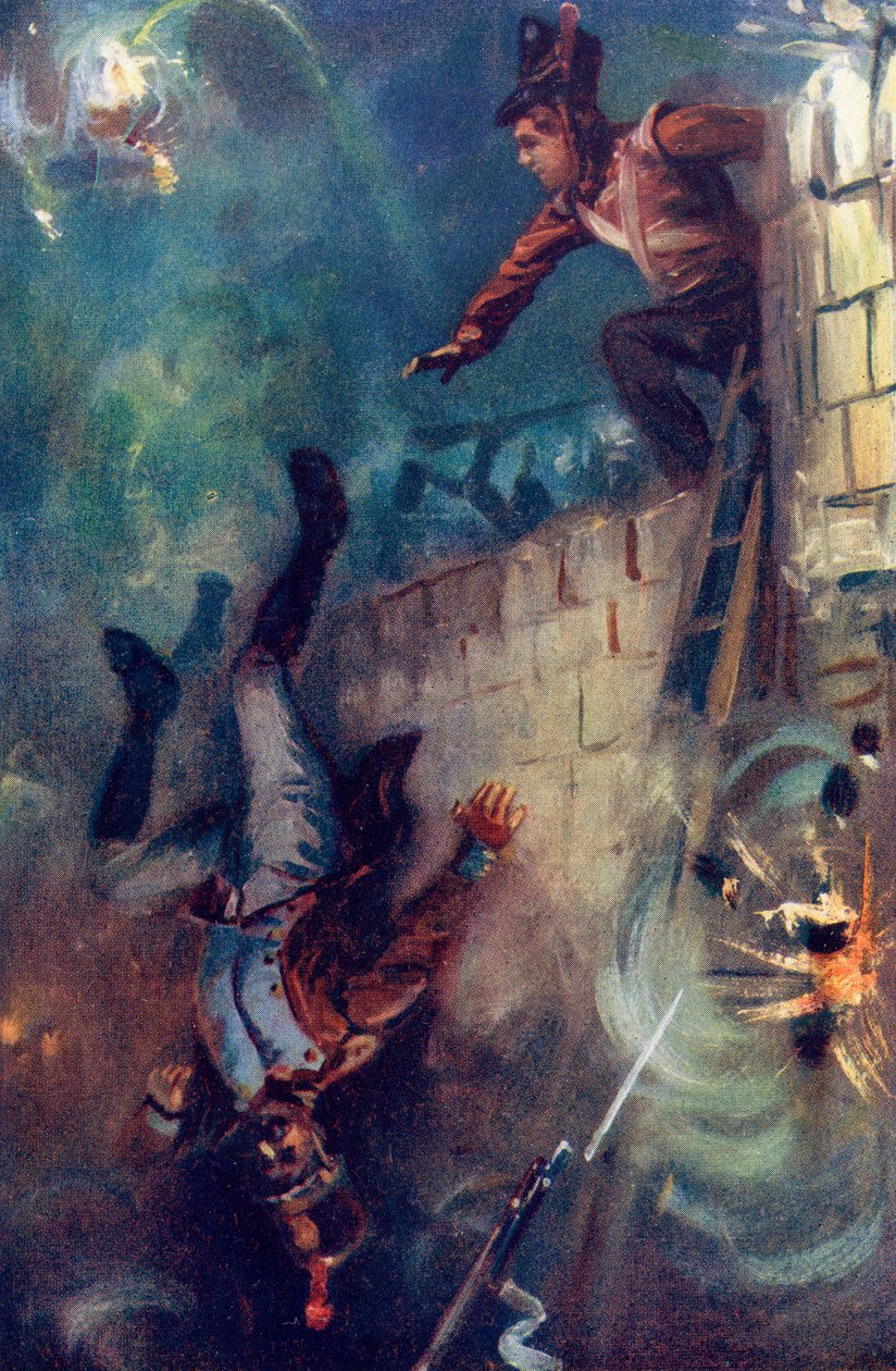 Vrhli ho do strašlivého příkopu z knihy „Grant the Grenadier“ od Waltera Wooda, vydané nakladatelstvím Routledge, kolem roku 1912 od Captain Edward Henry Handley Read