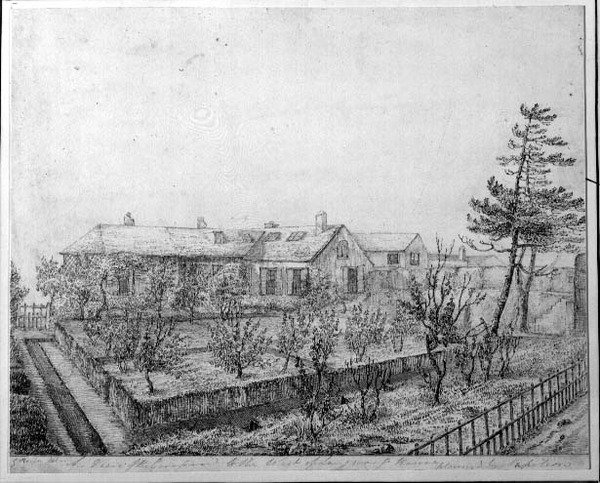 Pohled na Orchard na západ od Longwood House na ostrově Svatá Helena, c.1821 od Captain G. Rotton