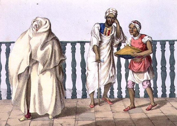Kostým Tripolisu, deska 2 z „Příběhu o cestách po severní Africe“, vyrytý M. Gauci (fl.1810-46) 1821 (litho) od Captain George Francis (after) Lyon