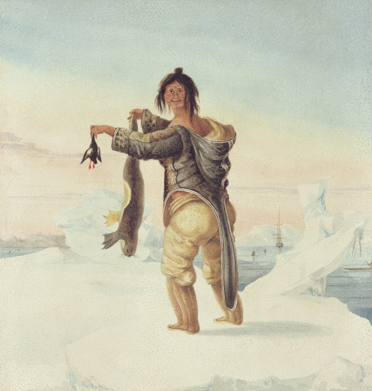 Esquimaux z Savage Islands, 1821 od Captain George Francis Lyon