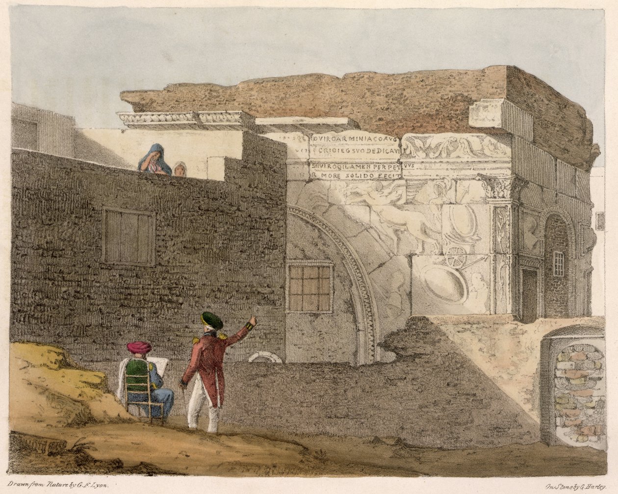 Triumphal Arch, Tripolis, deska 4 z „Příběhu o cestách v severní Africe“, vyrytý George Harley (1791-1871) 1821 od Captain George Francis Lyon
