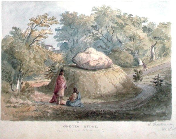 Oneota Stone, hřbitov v Utica, New York (akvarel na papíře) od Captain Seth Eastman