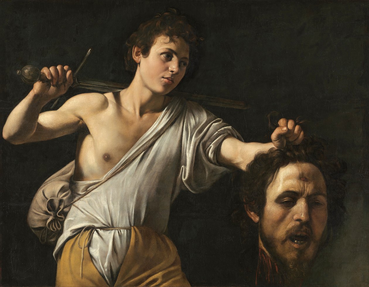 Italština:  Davide con la testa di Golia David s hlavou Goliáše od Caravaggio