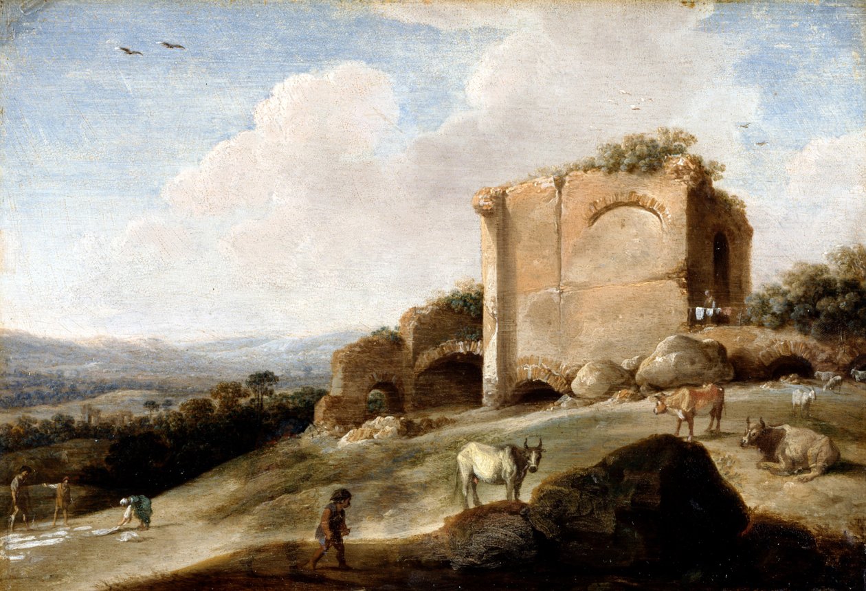 Krajina s římskou ruinou od Carel Cornelisz De Hooch