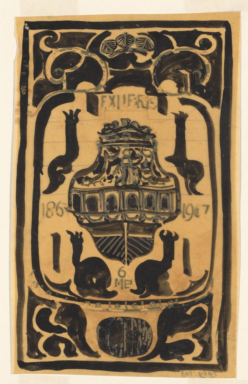 Entwurf für ein Exlibris für D. Goedkoop od Carel Adolph Lion Cachet