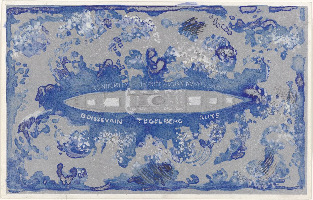 Design pro vinětu pro Koninklijke Paketvaart Maatschappij od Carel Adolph Lion Cachet