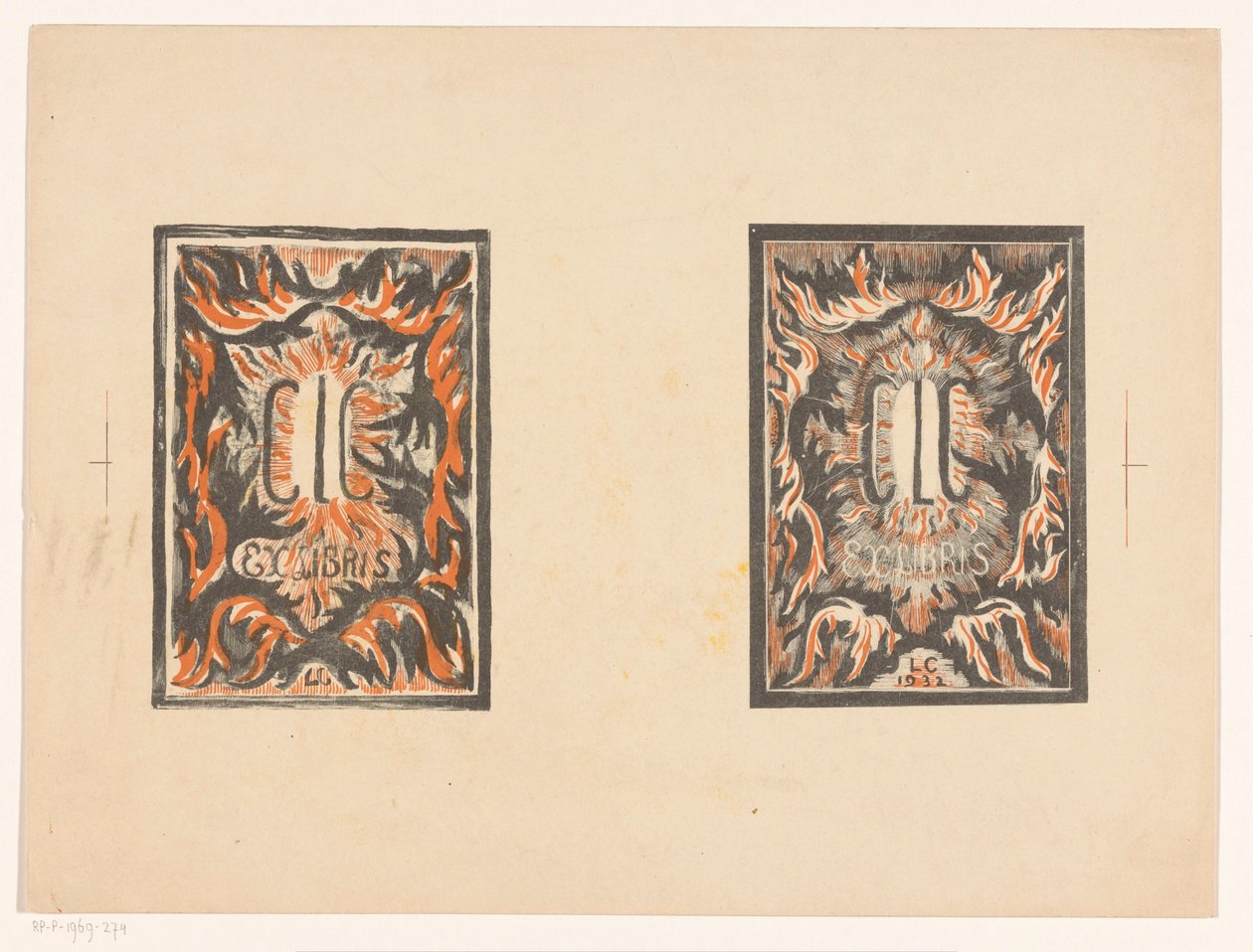 Dvě exlibris od Carel Lion Cachet od Carel Adolph Lion Cachet
