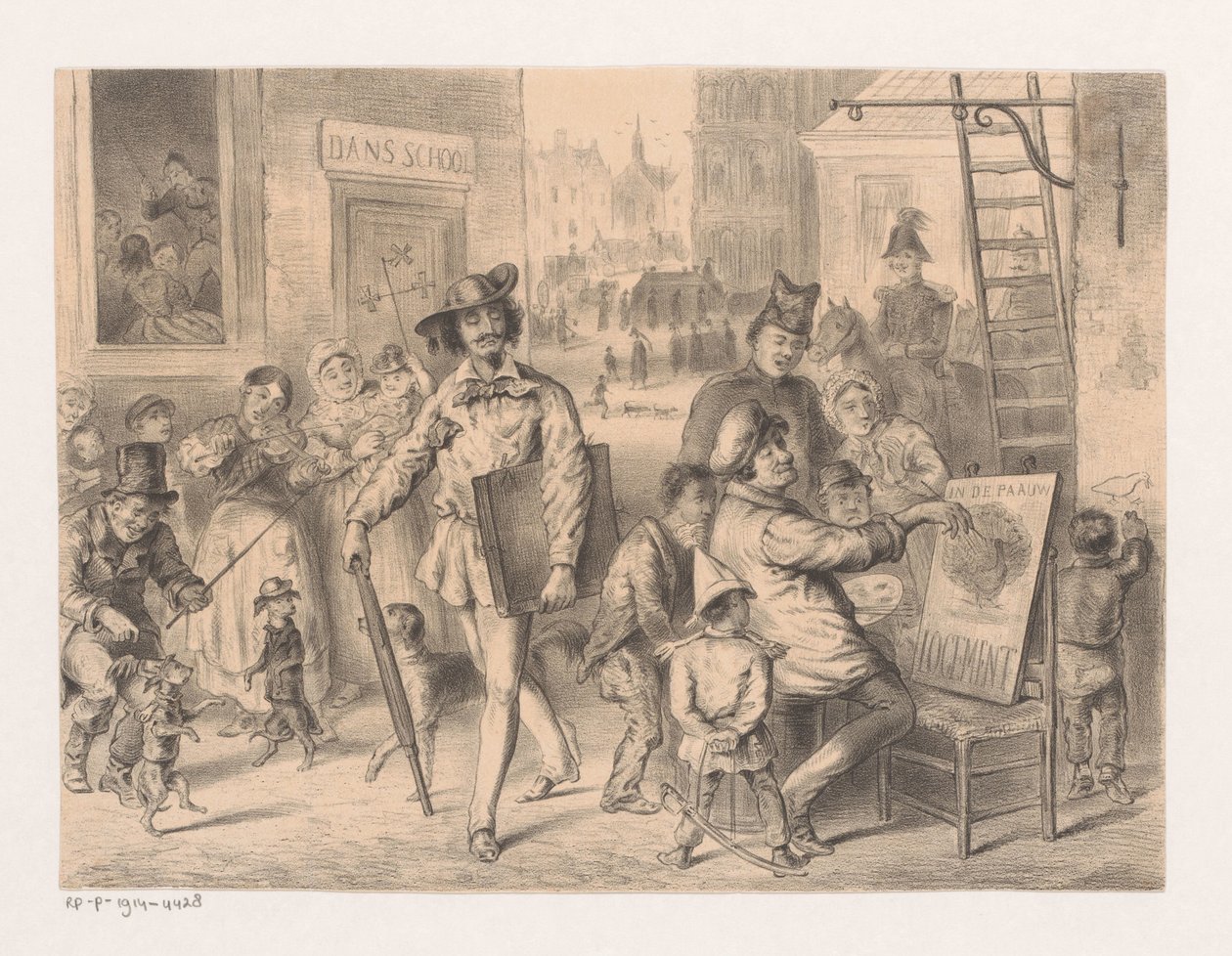 Umělec jde po ulici Aristokracie a demokracie v umění (název na objektu) Tydspiegel Fantasy No. 2 (název série) od Carel Christiaan Antony Last (attributed to)