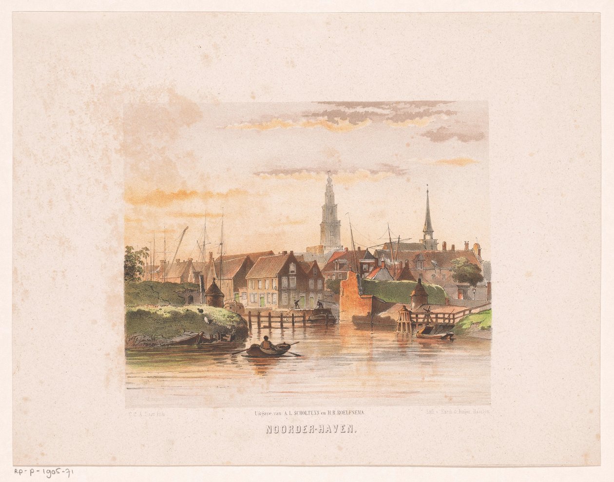 Pohled na Groningen z Noorderhaven Noorder-Haven (název na objektu) od Carel Christiaan Antony Last