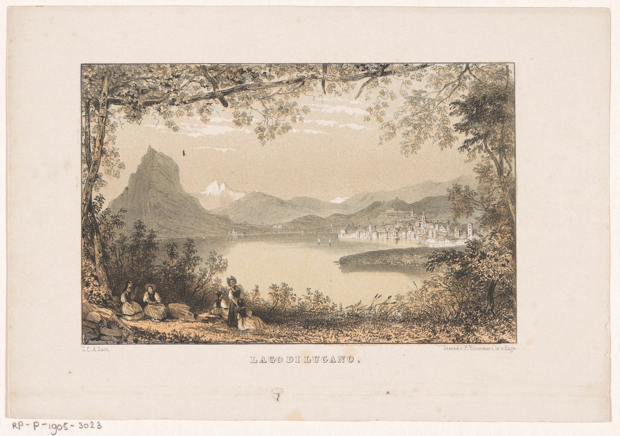 Pohled na jezero Lugano Lago di Lugano (název na objektu) od Carel Christiaan Antony Last