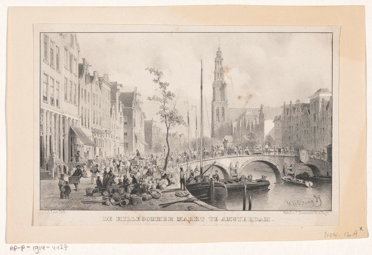 Hillegommermarkt v Reesluis v Amsterdamu The Hillergommermarkt v Amsterdamu (název na objektu) od Carel Christiaan Antony Last