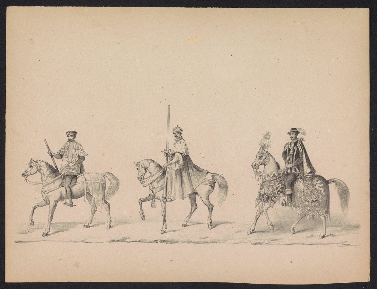 Maškaráda utrechtských studentů, 1846 (deska 14) Vyobrazení krojovaného průvodu, zobrazující průvod Filipa II., prince španělského, v Utrechtu, 3. října 1549, pořádaný 17. června 1846, H.H. Studenti Utrechtsche od Carel Christiaan Antony Last