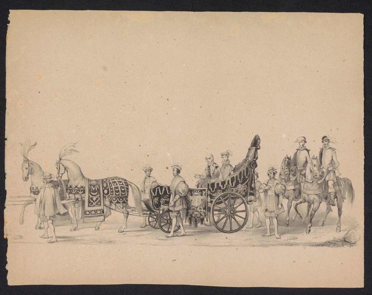 Maškaráda utrechtských studentů, 1846 (deska 8) Vyobrazení krojovaného průvodu, zobrazující průvod Filipa II., prince španělského, v Utrechtu, 3. října 1549, pořádaný 17. června 1846, H.H. Studenti Utrechtsche od Carel Christiaan Antony Last