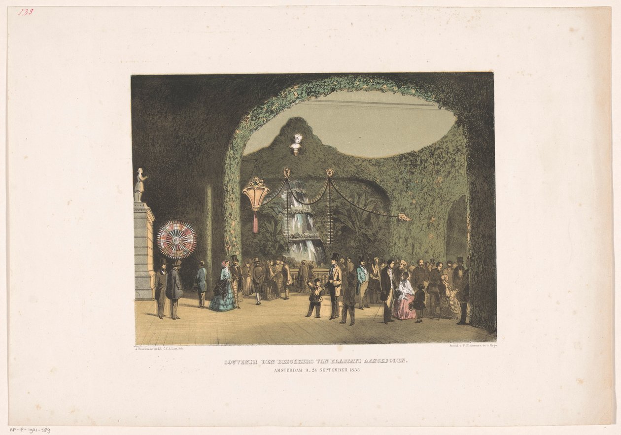 Hall ve Frascati v Amsterdamu 1855 Suvenýr prezentovaný návštěvníkům Frascati. Amsterdam 9.–24. září 1855 (název na objektu) od Carel Christiaan Antony Last