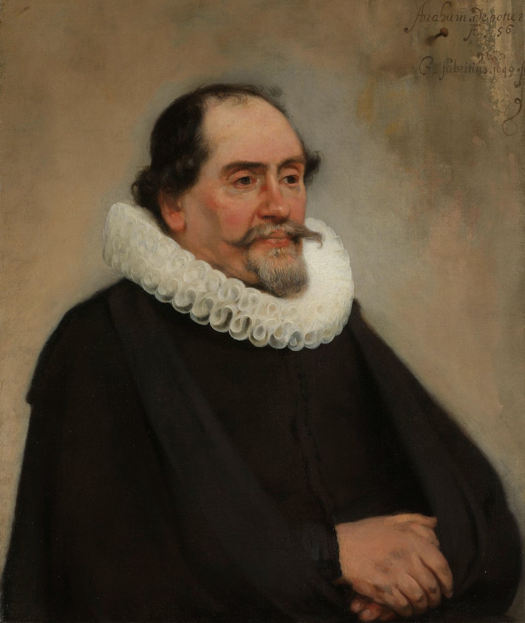 Portrét Abrahama de Pottera, amsterdamského obchodníka s hedvábím Abraham de Potter (1592-1650). Amsterdamský obchodník s hedvábím od Carel Fabritius