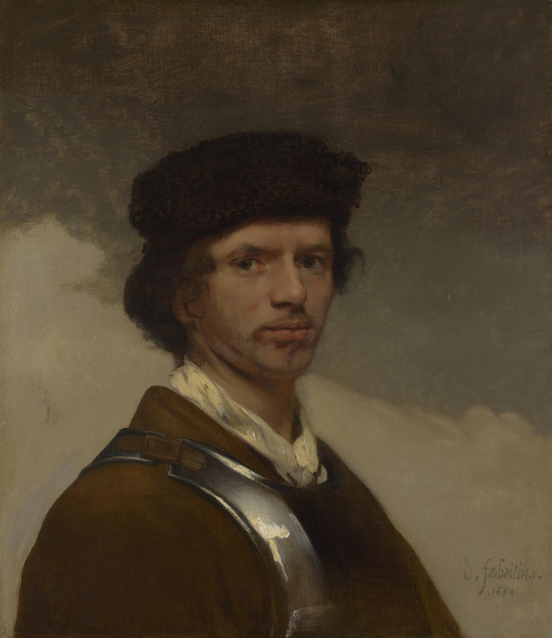 Mladý muž v kožešinové čepici od Carel Fabritius