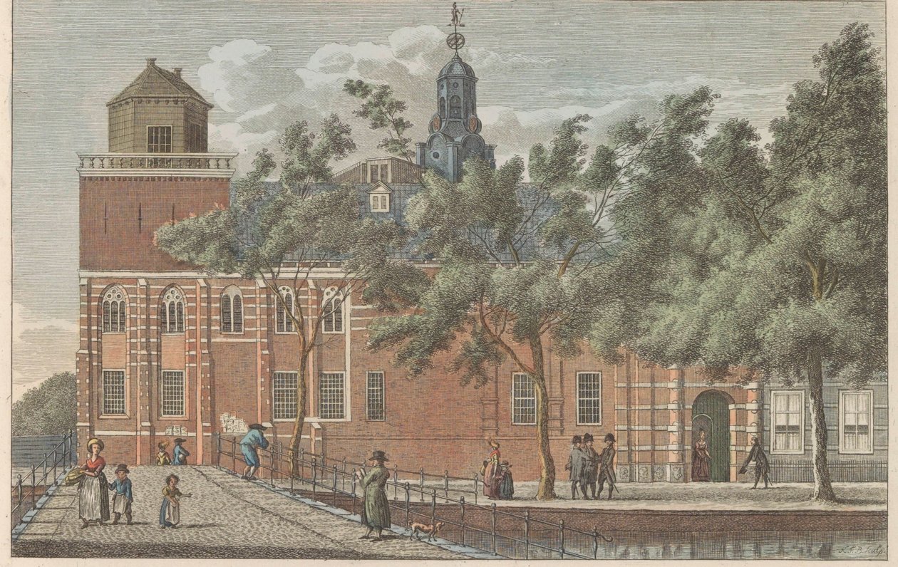 Budova akademie v Leidenu, asi 1790 Akademie v Leidenu / Vue de L