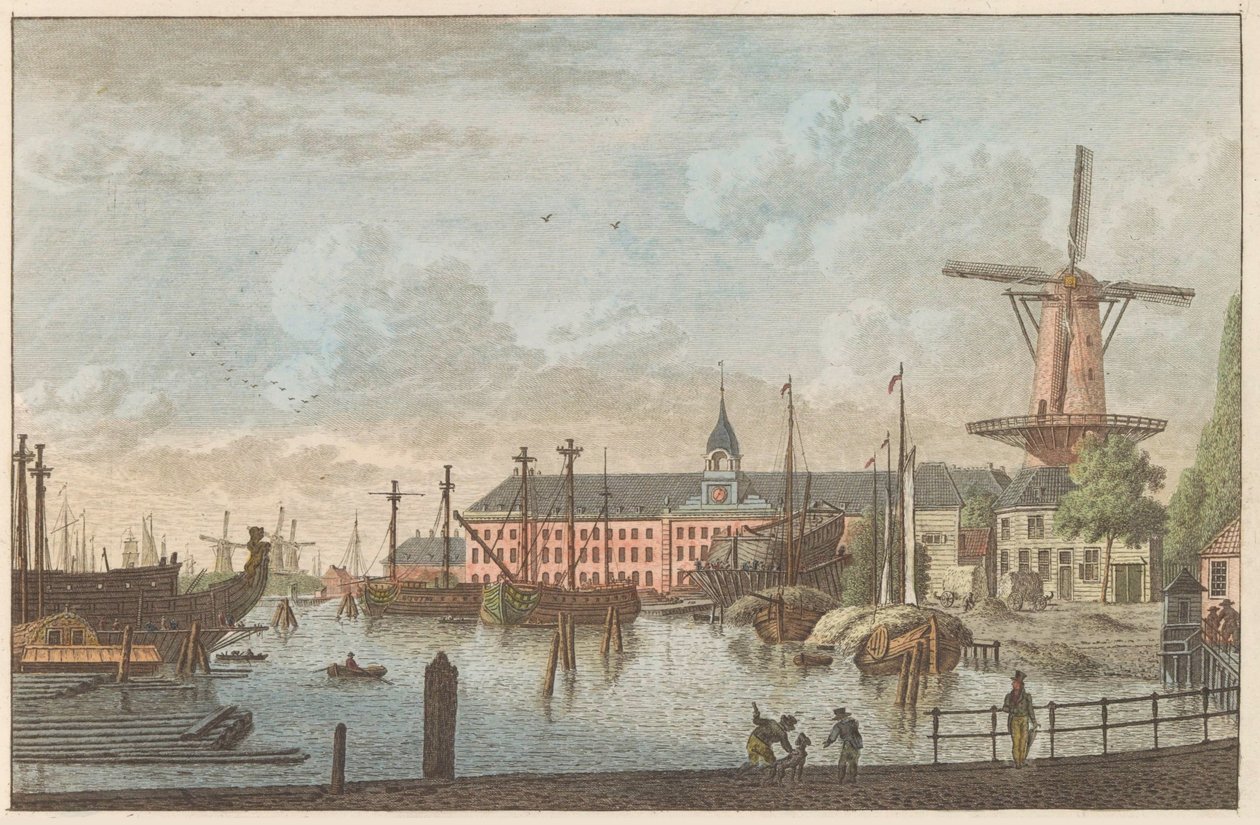 Admiraliteitsmagazijn Rotterdam, ca. 1790 Admiraliteits-Magazyn te Rotterdam / Admirality obchody v Rotterdamu (název na objektu) od Carel Frederik Bendorp (I)