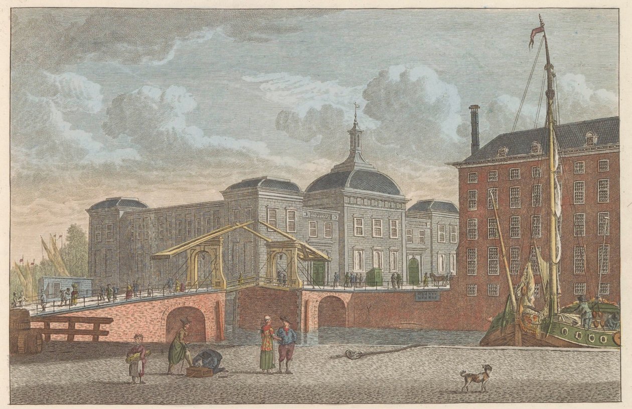 Beurs te Rotterdam, ca. 1790 Beurs te Rotterdam / Burza cenných papírů v Rotterdamu (název na předmětu) od Carel Frederik Bendorp (I)