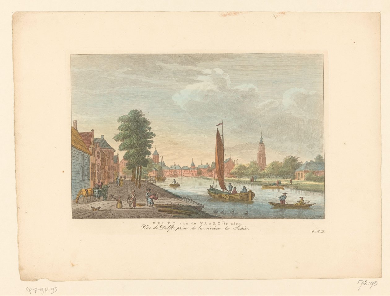 Pohled na Amersfoort Delft van de Vaart na displeji / Vue de Delft, cena de la riviere la Schie (název na objektu) od Carel Frederik Bendorp (I)