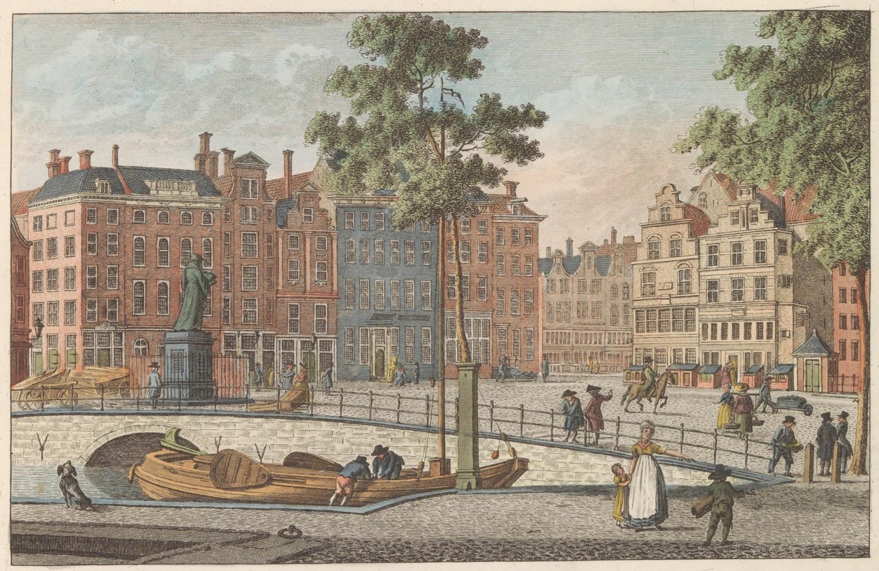 Grote Markt v Rotterdamu, asi 1790 Groote Markt, v Rotterdamu / Grand Marché et Statue d
