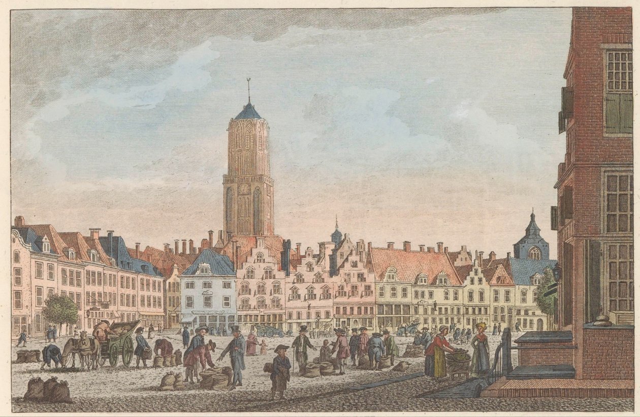 Neude v Utrechtu, asi 1790 De Neude v Utrechtu / Marché dite Neude v Utrechtu (název na objektu) od Carel Frederik Bendorp (I)
