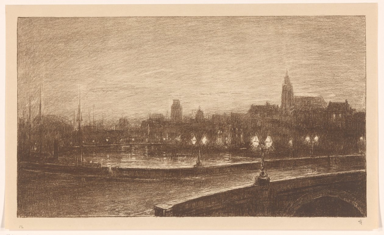 Most v Rotterdamu v noci od Carel Nicolaas Storm van 
