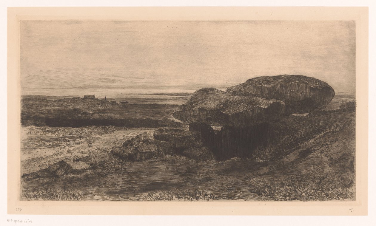 Dolmen Rondossec na pobřeží v Plouharnel od Carel Nicolaas Storm van 
