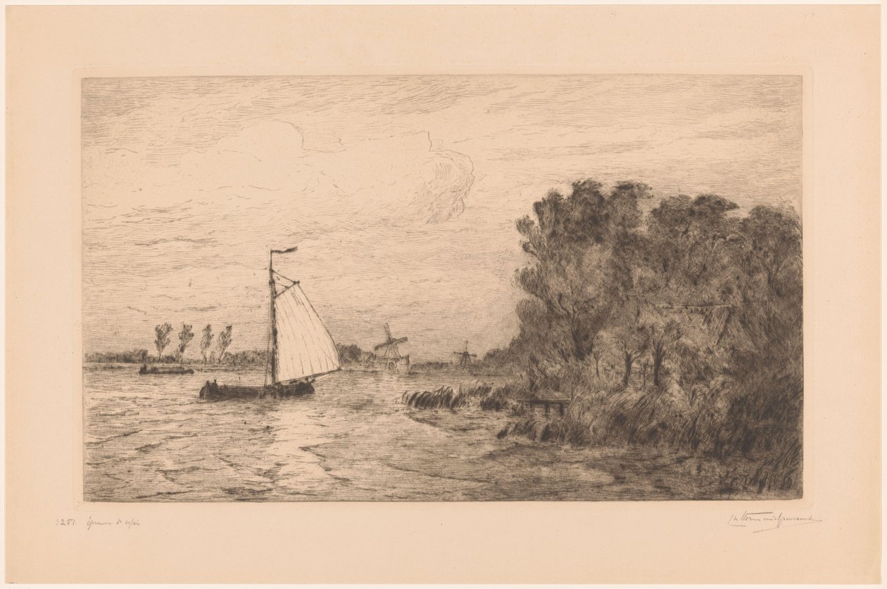 Pohled na Vecht poblíž Weesp La Vecht près Weesp (původní název) od Carel Nicolaas Storm van 