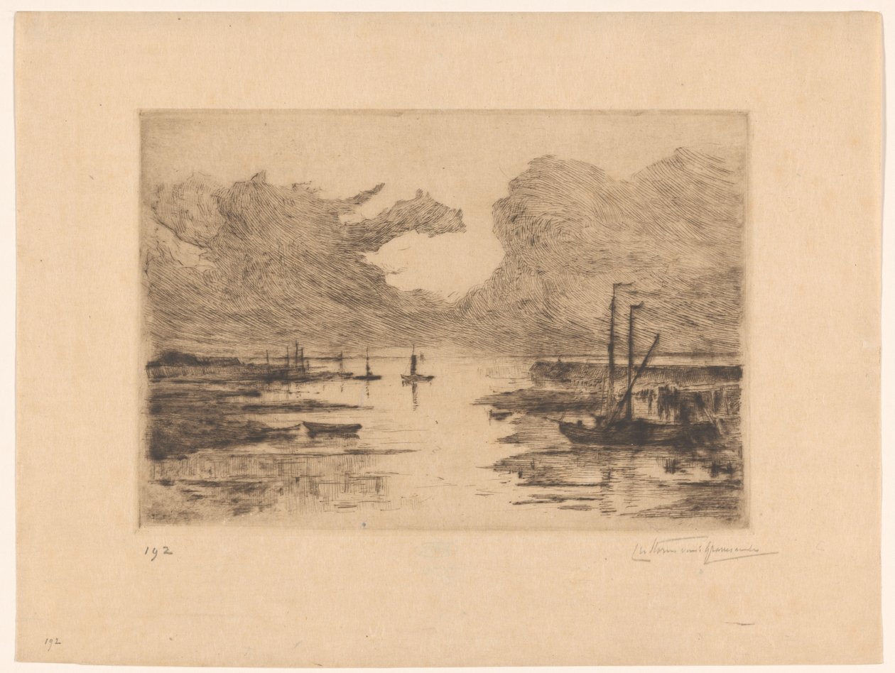 Přístav Bergen op Zoom při odlivu Bergen op Zoom (původní název) Sketching in Holland (původní název série) od Carel Nicolaas Storm van 