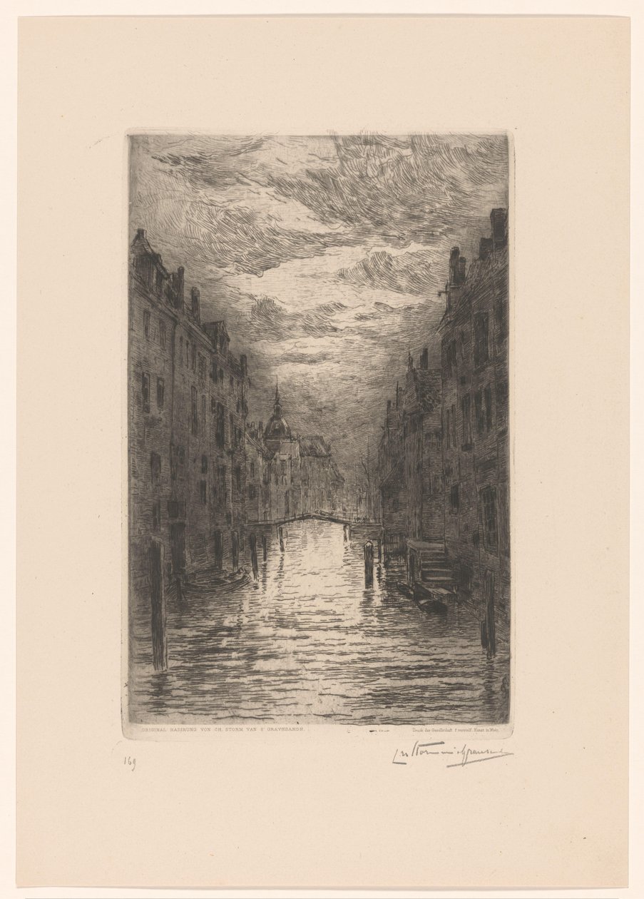 Kanál v Dordrechtu v noci Dordrecht. Canal, effet de soir (původní název) od Carel Nicolaas Storm van 