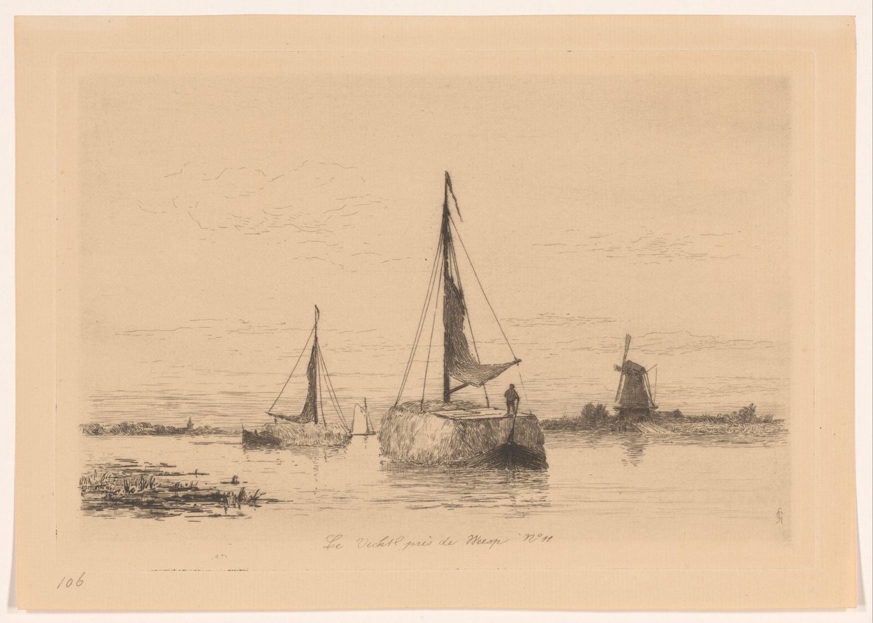 Le Vecht près de Weesp (původní název na objektu) La Hollande (původní název série) od Carel Nicolaas Storm van 