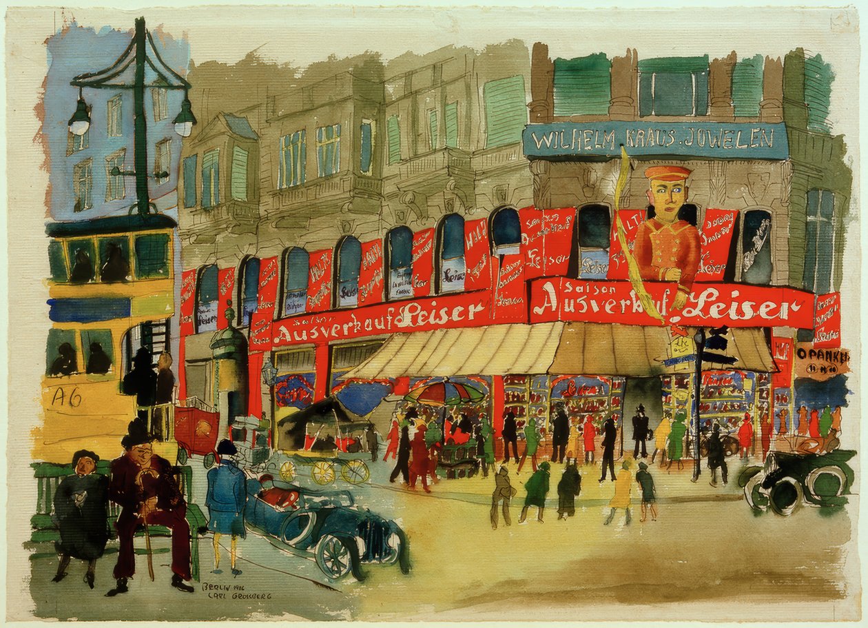 Berlín, Tauentzienstrasse / akvarel C. Grossberg od Carl Grossberg