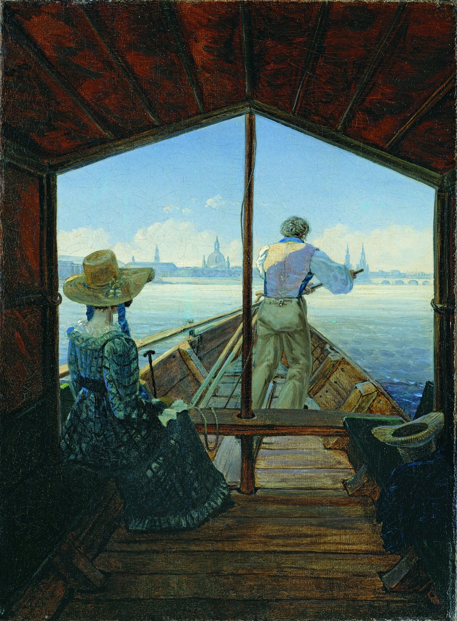 Barge Trip on the Labe near Dresden (Morning on the Labe) od Carl Gustav Carus