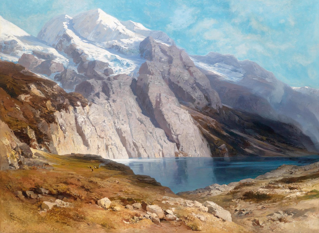 Pohled na Doldenhorn s Oeschinensee Podle starého označení na zádech od Carl Heyn