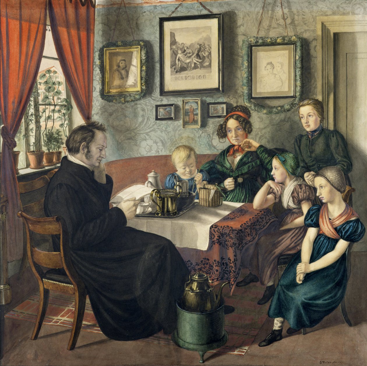 Pastor Johann Wilhelm Rautenberg a jeho rodina, 1833 od Carl Julius Milde