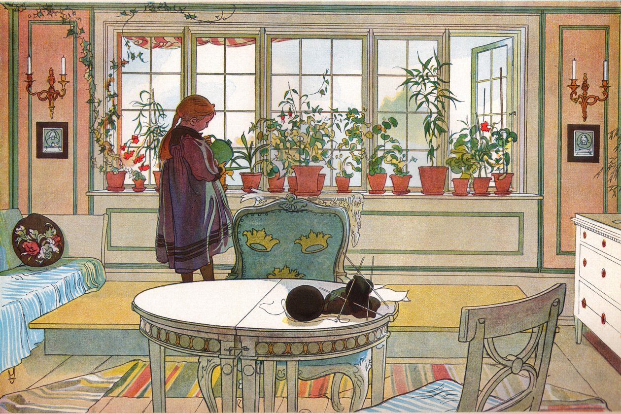 Květiny na parapetu od Carl Larsson