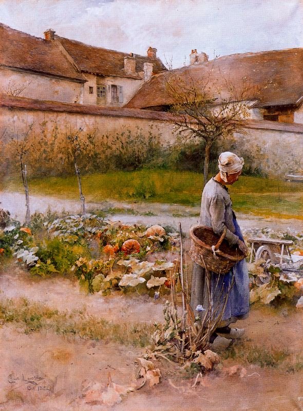 Žena v zahradě od Carl Larsson
